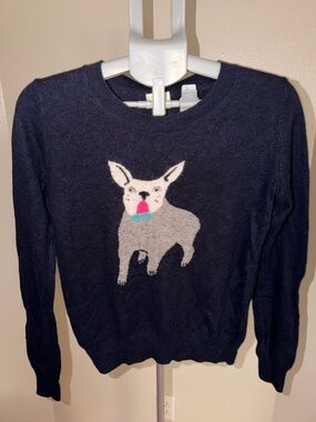 J.Crew Blue French Bulldog Sweater